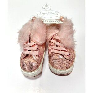 Girls Pink Shoes Sparkle Glitter Running Shoes, Rising Star Size 2 6-9M, New